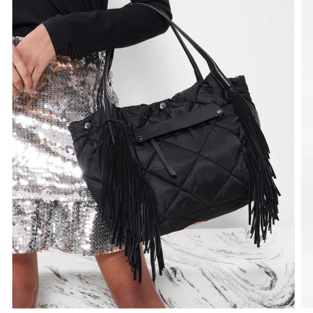 NWT MZ Wallace Black fringe small Madison shopper